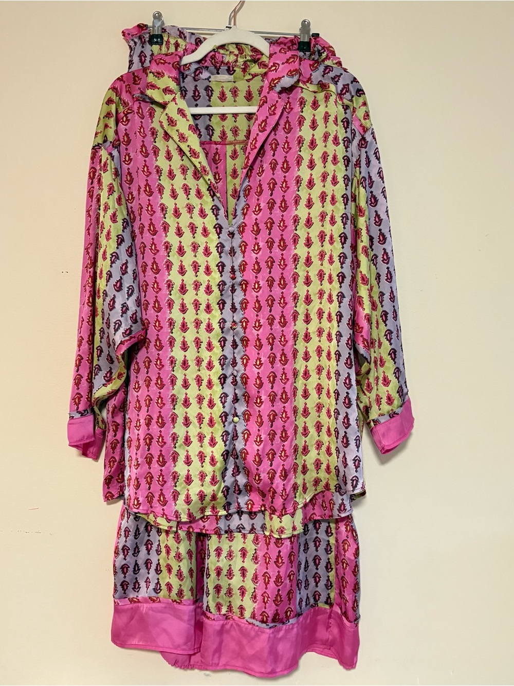 Free People Dreamy Days Printed Satin Pyjama Set Multi Color Separates Medium